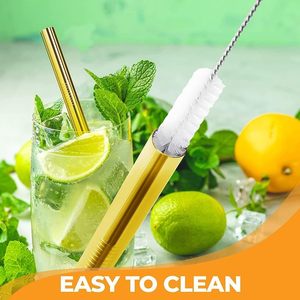 Set de Pajitas Reutilizables de Acero Inoxidable para Bebidas, Jugos, Smoothies y Cócteles, Duraderas, Ecológicas y Portátiles, Venta Directa - Product Image 6