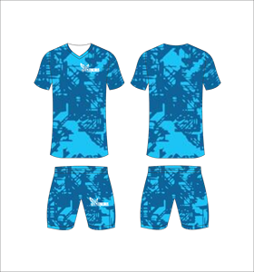 Conjunto de Camiseta de Fútbol Azul Camuflaje para Hombre, Cuello en V, Manga Corta, Absorbe la Humedad, Uniforme Deportivo para Todas las Temporadas, Venta al Por Mayor - Product Image 1