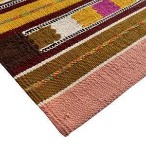 Tapis de tissage Kilim en coton compact de 50x75 cm pour sièges au sol ou tapis et ensembles de porte - Product Image 5