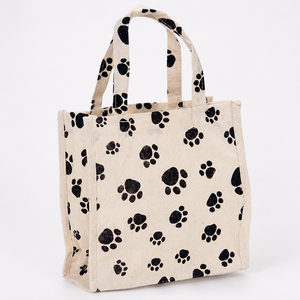 Custom Paw Print <b>Mini</b> Cotton Tote <b>Bag</b> 220 GSM All Over Printed Reusable Promotional Gift Shopping <b>Bag</b> OEM ODM Manufacturer India - Product Image 5