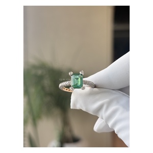 Timeless Emerald Cut Lab Grown Diamond Solitaire Engagement <b>Ring</b> 0.50 Ct 14 KT Gold <b>Split</b> Shank Bezel Accent Promise Jewel - Product Image 3
