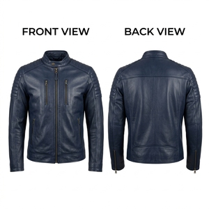 Veste en cuir de mouton épaisse pour homme 600 GSM, marron foncé, avec empiècement de joque tricoté, écologique, imperméable, logo personnalisé imprimé au laser - Product Image 3