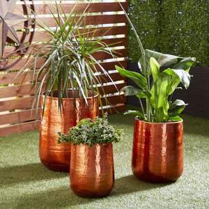 Jardinière en acier inoxydable / Pot de fleurs en métal / Jardinières pour plantes d'extérieur et d'intérieur, pot de fleurs en métal avec plante verte pour - Product Image 5