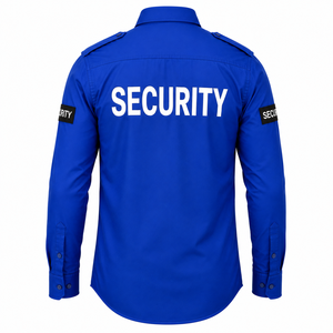 Chemise d'uniforme de gardien de sécurité à manches longues, bleue, en polyester et coton, pour hommes, toutes saisons, vêtements de travail, uniforme de bureau, chemises à manches longues - Product Image 2