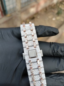 Reloj de Lujo Automático Esqueleto Hecho a Mano de Alta Calidad con Diamantes Moissanita y Diseño Bicolor - Product Image 5