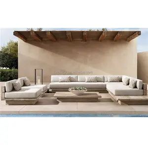 Muebles de teca maciza de lujo, muebles de Patio al aire libre, asientos profundos, conjunto de sofá de teca atrevido, conjunto de jardín grande, nuevo diseño