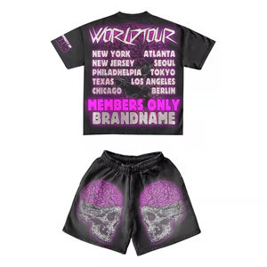 Ensemble décontracté homme t-shirt et short deux pièces, survêtement à manches courtes, personnalisable avec logo - Product Image 2