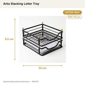 Vassoio Portadocumenti in Ferro Artigianale 34 cm Nero Ottone, Vassoio Impilabile <span class=keywords><strong>Arka</strong></span> per Arredamento Casa, Hotel, Matrimoni, Tavoli - Product Image 4