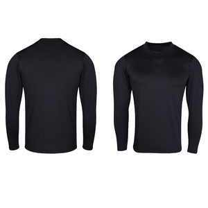 <b>Men's</b> Black Long Sleeve Crew Neck Compression Shirt Quick Dry Polyester Athletic Top Regular Fit All Seasons <b>Pullover</b> - Product Image 3