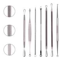 Kit de 7 extracteurs de points noirs et de boutons, outil de suppression des boutons par aspiration pour le traitement des imperfections de l'acné, couleur noire