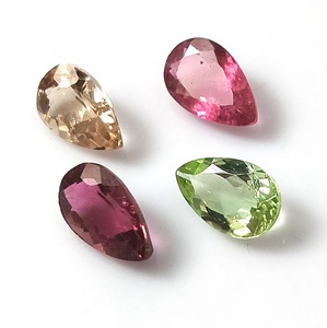 Ensemble de 4 pierres précieuses de tourmaline naturelle multicolore pastel du Mozambique de 5,85 carats, taille poire assortie, 6x10 mm, calibrées - Product Image 4