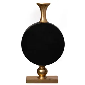 Vase de sol moderne en bronze avec design circulaire noir, support floral décoratif fait main pour la décoration intérieure - Product Image 6