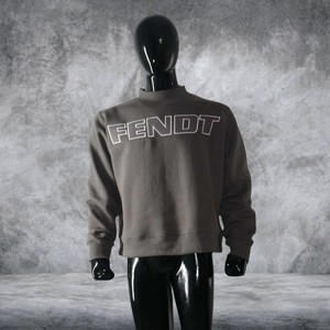 FENDT Premium Custom Vintage Applique Embroidered Letter Crewneck <b>Mock</b> <b>Neck</b> Sweatshirt Heavy Cotton Oversized OEM ODM - Product Image 3