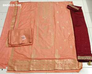 Traje Salwar y Dupatta de Seda Jacquard Dola de la Mejor Calidad para Festivales, con Trabajo de Tejido, Fabricante de Moda Femenina de la India - Product Image 6