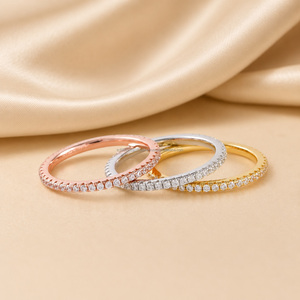 Anillo de Diamantes Cultivados en Laboratorio, Anillo de Boda con Incrustaciones de Diamantes, Anillo Apilable Delicado para Mujer, Anillo Minimalista a Juego - Product Image 6