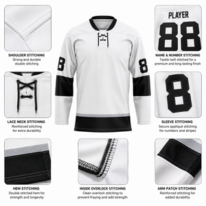 Maillot de hockey sur glace blanc le plus vendu pour hommes et jeunes avec design personnalisé, dernier style, couleur unie - Product Image 6