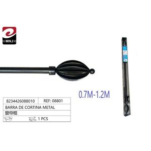 Asta per tende in metallo Mnj 0,7M-1,2M finitura nera per tende da finestra - Product Image 1