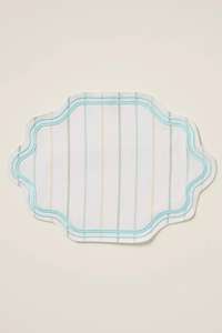 Manteles individuales Bearfit hechos a mano con bordado Madline, 100% algodón, lona orgánica, ecológicos, estilo europeo, con rayas azules - Product Image 6