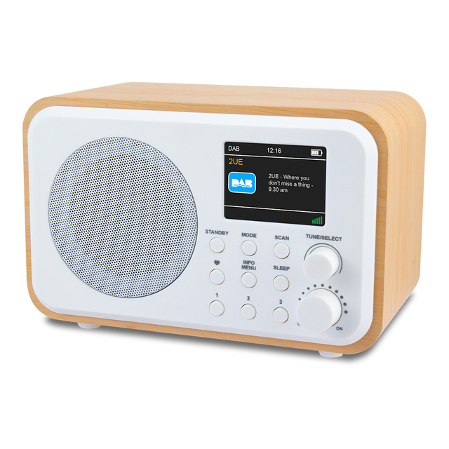 DB-336 Wooden Digital Alarm Clock DAB Radio Internet Radio 2.4" Color Display Built-In Rechargeable Battery (2000mAh) Built-In