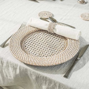 Dining <b>table</b> accents white rattan charger plate great quality service plates woven by hand - Product Image 6