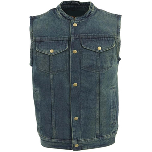 Chaleco Vaquero Clásico Azul de Cuero Genuino para Hombre Samroz Sports, Cuello en V, Cierre de Cremallera, Ropa de Invierno Antiarrugas - Product Image 4