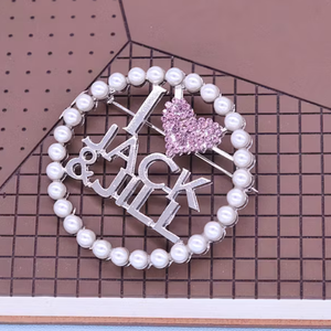 Broche Ronde en Cristal Rose Perle pour Femme, Épingle de Mode Élégante, Accessoire de Bijouterie avec Détail Cœur, Ornement Décoratif pour Vêtements - Product Image 3