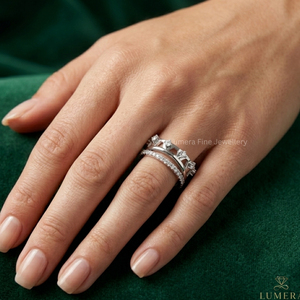 Ensemble de bagues de luxe en or blanc 9K 10K 14K 18K avec diamants de laboratoire certifiés IGI, alliance de mariage pour femme - Product Image 6