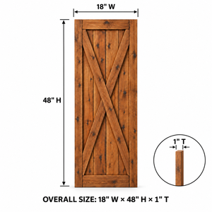 Porte en bois massif de style farmhouse, panneau extérieur fini, design X-Brace, panneau de fenêtre en bois massif - Product Image 2