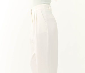 <b>White</b> High Waist <b>Wide</b> <b>Leg</b> Pants Crepe Loose Fit Full Length Pleated Anti-Wrinkle Minimalist Summer <b>Women's</b> <b>Trousers</b> - Product Image 3