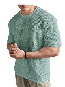 T-shirt Homme Oversize Tricoté Épais Couleur Unie Style Urbain Coupe Ample High Street - Product Image 5