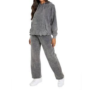 Producto Más Vendido: Conjunto Deportivo Personalizado con Efecto Desgastado para Hombre y Mujer, Venta al Por Mayor, Chándal de Alta Calidad con Lavado Ácido para Mujer - Product Image 2