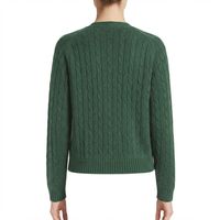 Cardigan en tricot Kapa vert à col en V et manches longues pour femme, style preppy avec numéro appliqué, 100 % coton, idéal pour l'hiver et les sororités