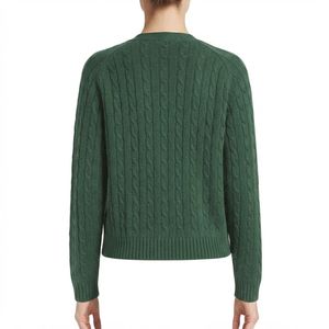 Cardigan en tricot Kapa vert à col en V et manches longues pour femme, style preppy avec numéro appliqué, 100 % coton, idéal pour l'hiver et les sororités - Product Image 3