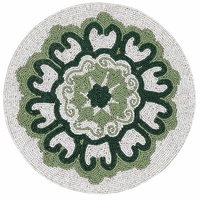 Nouvel arrivage de tapis de table en perles de verre floral fabriqué à la main assiette de chargeur de perles tapis de table décoratif en paillettes au prix de gros