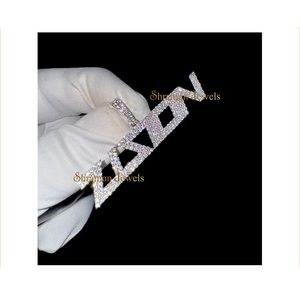 Lab Grown Diamond Jewelry Custom Iced Hip Hop Trendy High Quality 925 Sterling <b>Silver</b> <b>Initial</b> Name Letter Pendant Gift Him/Her - Product Image 4