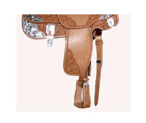 Selle Western en cuir brut DD pour spectacle équestre, style synthétique, motifs argentés, modèle LLTWS-1553, marron, 10"-18" - Product Image 3