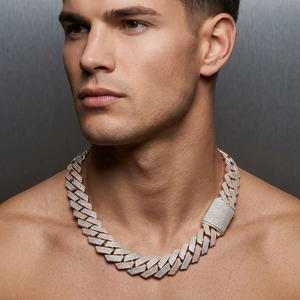 Proveedor Global Cadena Cubana Miami de 20mm de Plata 925 con Moissanita VVS, Joyería Hip Hop, Collar de Eslabones Pesados, Regalo para Esposo - Product Image 2