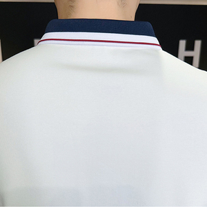 Men's <b>White</b> Short Sleeve <b>Polo</b> Shirt Cotton Knitted Solid Color Casual Breathable Design Button Front Regular Fit - Product Image 3