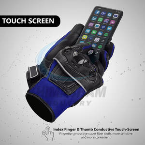 Gants de moto en cuir pour la conduite en extérieur - Style course robuste avec intérieur doux et design antidérapant - Product Image 6