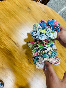 Handcrafted <b>Light</b> Weight Cotton Scrunchies Block Print Hair Ties Soft Stretch Ponytail Holders Reusable Fashion Hair Accessories - Product Image 2