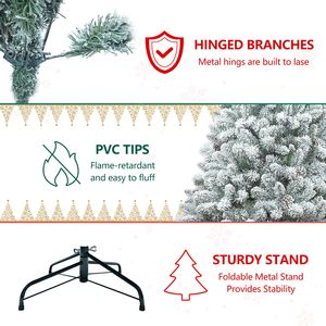 Árbol de Navidad Artificial de PVC Preiluminado de 7 pies con Ramas Articuladas y Piñas Decorativas - Product Image 5