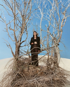 High Fashion Women's Blazers WhiteAnt New Collection Elegant DOUBLE-BREASTED SCULPT BLAZER Relaxed-Fit Women's Suits & Blazers - Product Image 2