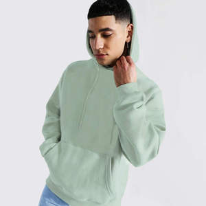 Custom Logo Oversized Heavyweight Hoodie Streetwear Blank Plain Sage Green <b>Pullover</b> <b>Men</b> Cotton Fleece Wholesale Sweatshirt - Product Image 2