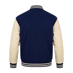 Veste universitaire pour homme en gros, style bomber, corps en laine, manches en cuir véritable, hiver, grandes tailles, veste de baseball Letterman - Product Image 4