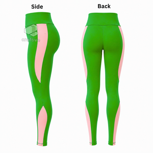 Alpha | Kapa |Alpha <b>Women's</b> Workout Set Quarter Zip Top <b>Short</b> Sleeve High Waist <b>Leggings</b> With Pink Stripe Sports Activewear Set - Product Image 5