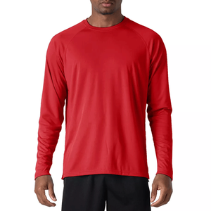 T-shirt uni à manches longues pour homme, coupe classique confortable, protection solaire, idéal pour l'entraînement et la gym - Product Image 1