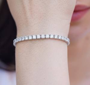 Bracelet tennis classique en or avec diamants ronds, en argent sterling, élégant, luxueux, bijoux fins pour femmes, style quotidien, cadeau de mariage, fête - Product Image 5