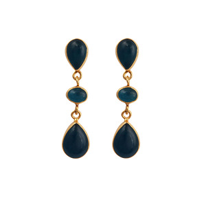 Pendientes de Apatita Azul con Forma de Gota, Pendientes Largos de Tres Niveles con Piedras Preciosas en Forma de Lágrima, Chapados en Oro de 18K, Joyería Hecha a Mano para Mujer - Product Image 2