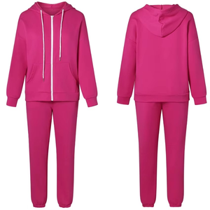 Ensemble de survêtement décontracté pour femme, sweat à capuche et pantalon de sport, couleur unie, manches longues, grande taille, idéal pour les mariages - Product Image 1