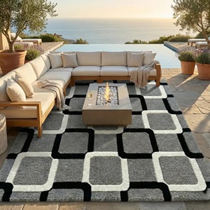 Tapis géométrique moderne, tapis moelleux en peluche tufté à la main, tapis antidérapant pour salon, chambre, bureau, hôtel, tapis décoratif - Product Image 1